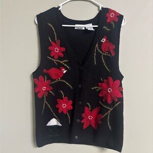 Holiday Sweater Vest Size Medium Christmas Grannycore Cottagecore Vintage Birds
